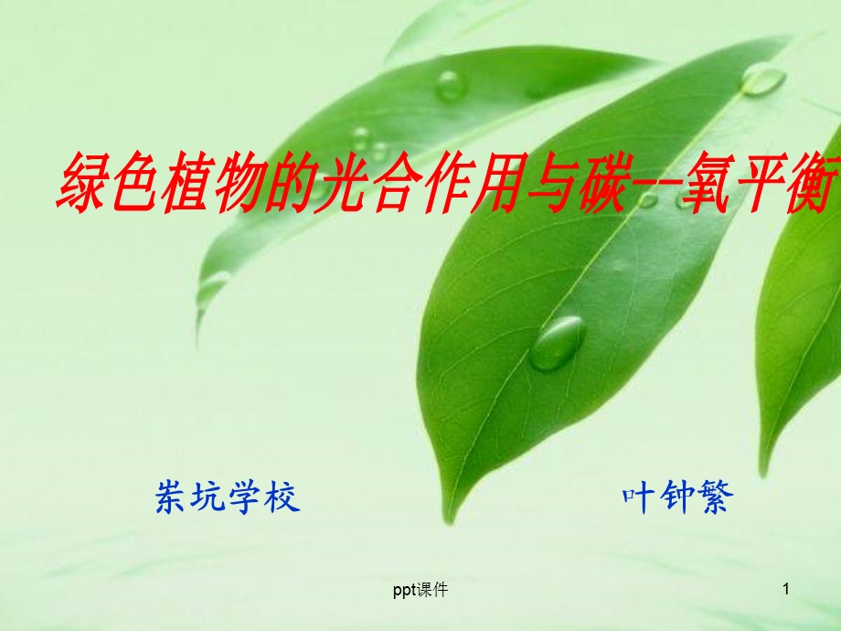 绿色植物的光合作用专题复习课件.ppt_第1页