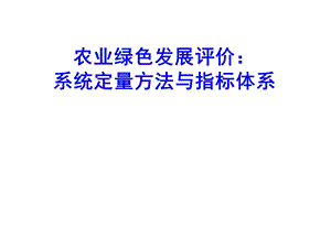 农业绿色发展评价：系统定量方法与指标体系课件.pptx