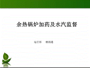 余热锅炉加药及水汽监督课件.ppt