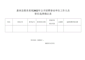 2011年冬季招聘中、小学教师职位选择确认表.docx