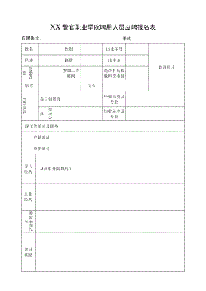 XX警官职业学院聘用人员应聘报名表.docx