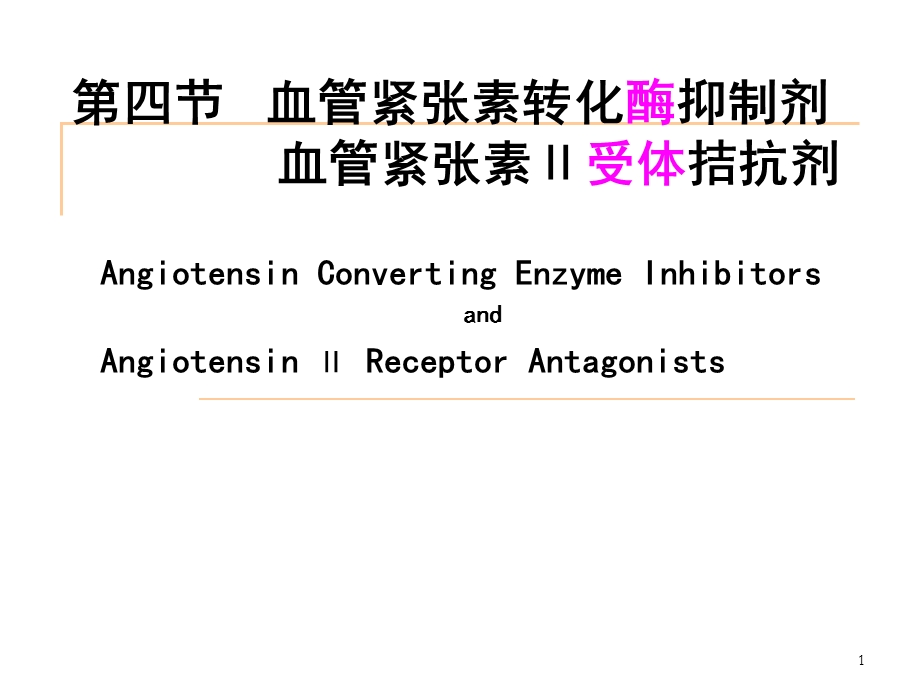 第四节血管紧张素转化酶抑制剂 血管紧张素Ⅱ受体拮抗剂课件.ppt_第1页