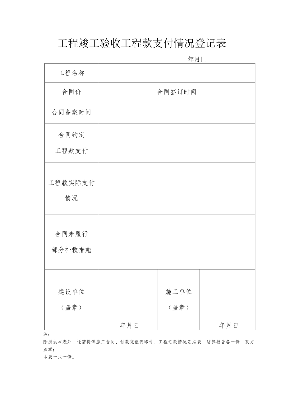 [市造价处]工程竣工验收工程款支付情况登记表.docx_第1页