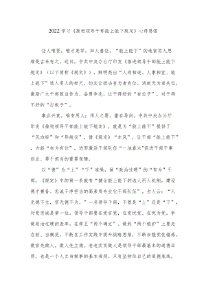 2022学习《推进领导干部能上能下规定》心得感悟3篇.docx