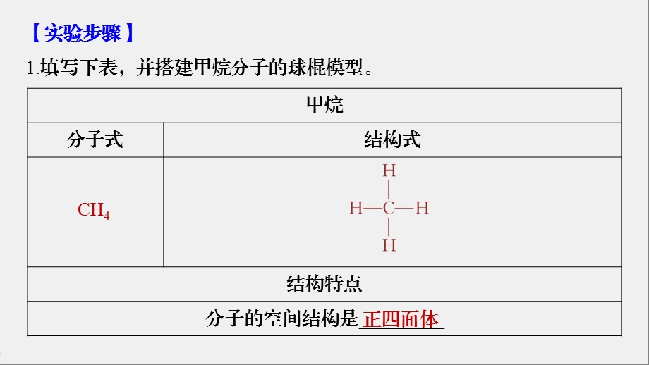 第七章 实验活动8 搭建球棍模型认识有机化合物分子结构的特点课件.pptx_第3页