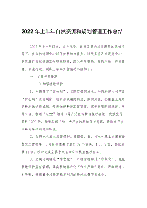 2022年上半年自然资源和规划管理工作总结.docx