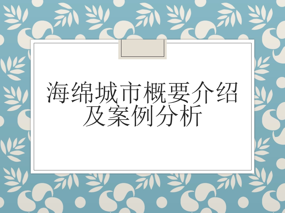 海绵城市概要介绍及案例分析课件.pptx_第1页