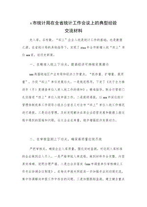 x市统计局在全省统计工作会议上的典型经验交流材料.docx