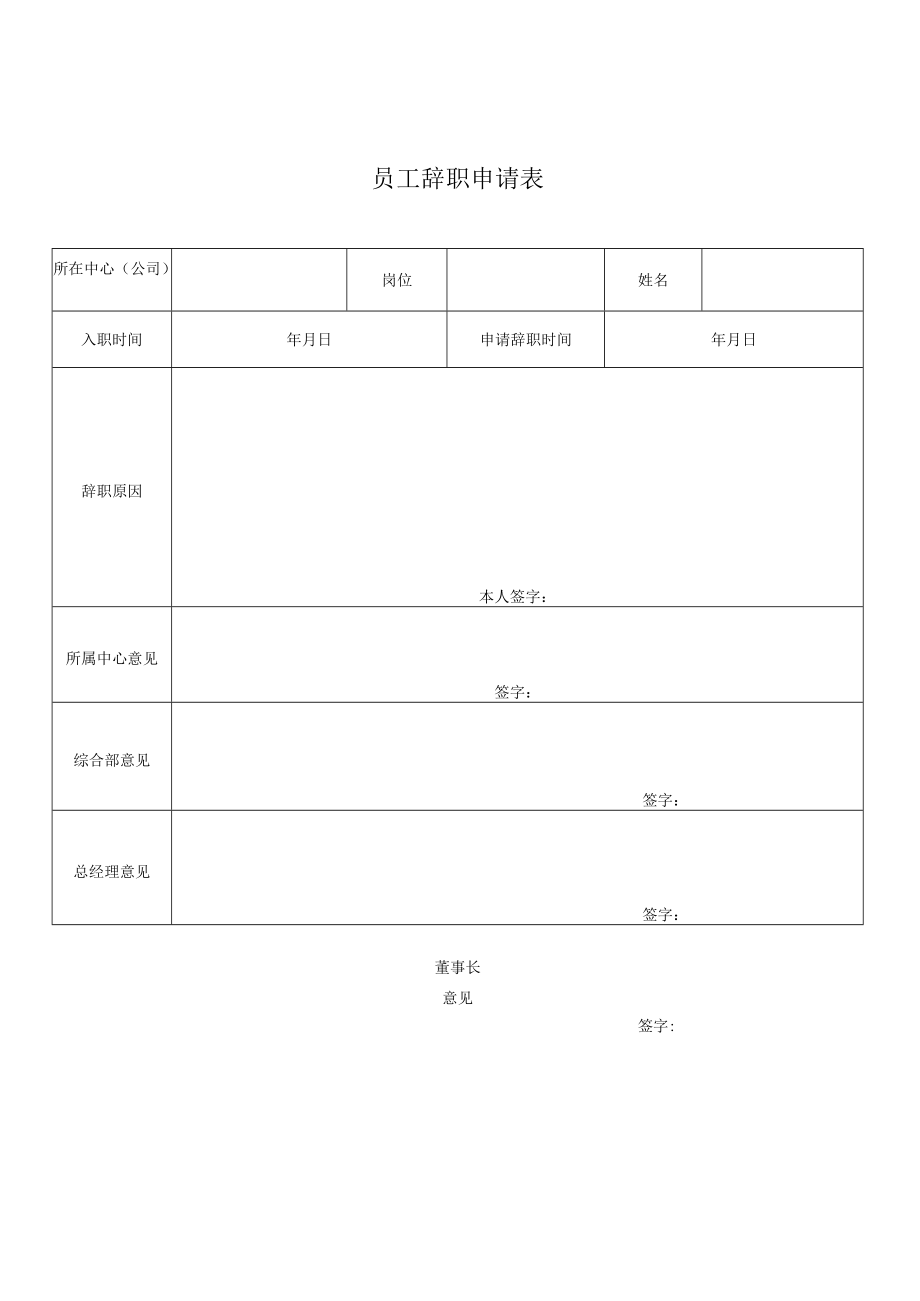 2022年《员工辞职申请表》模板.docx_第1页