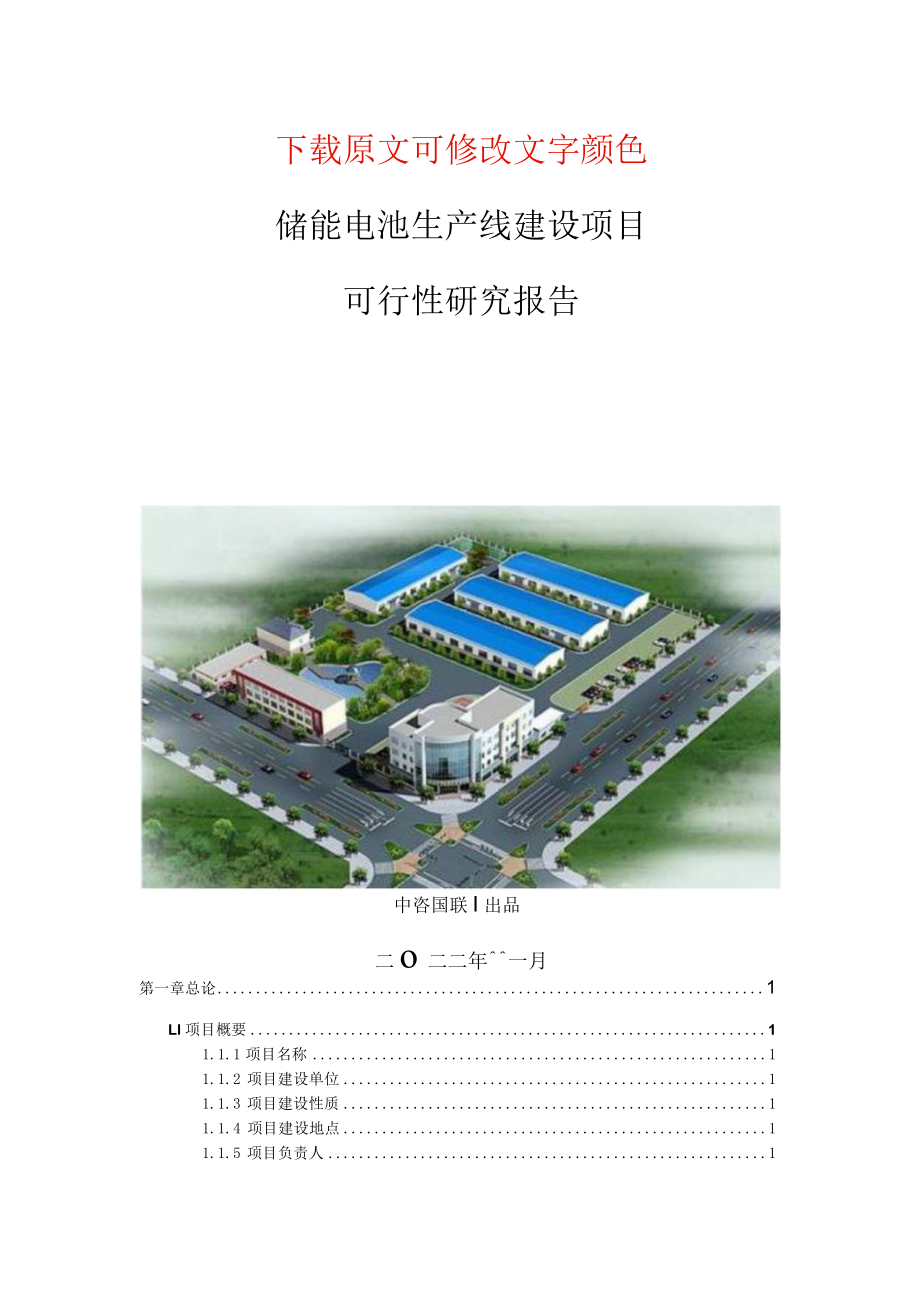 储能电池生产建设项目可行性研究报告.docx_第1页