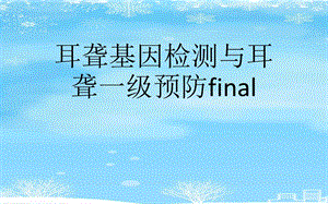 耳聋基因检测与耳聋一级预防final2021完整版课件.ppt