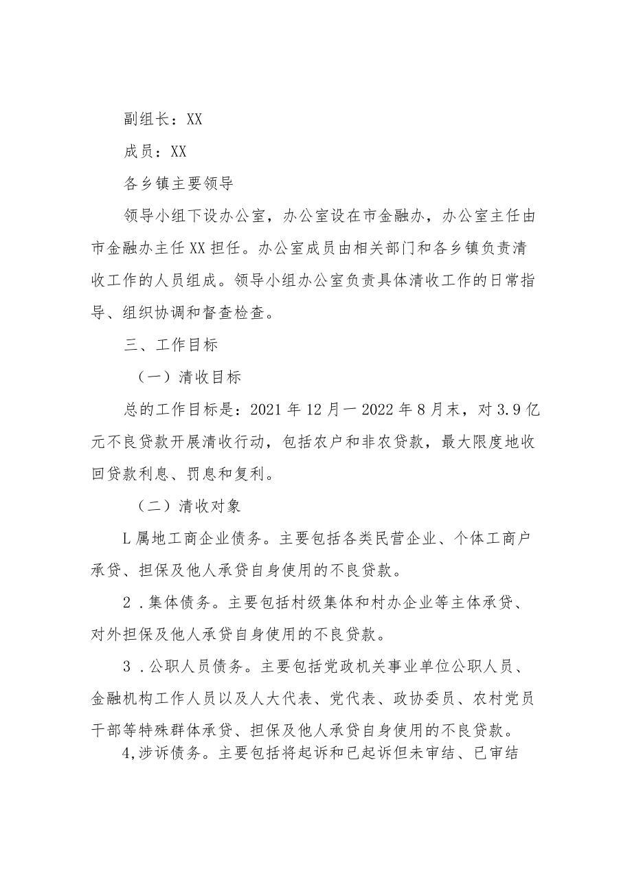 XX市清收农村信用合作联社不良贷款专项行动实施方案.docx_第2页