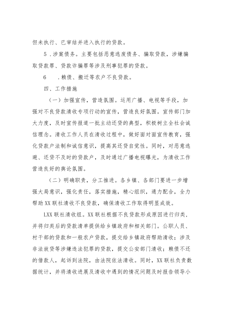 XX市清收农村信用合作联社不良贷款专项行动实施方案.docx_第3页