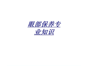 眼部保养专业知识讲义课件.ppt