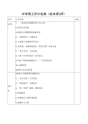 中学周工作计划表（校本研训）.docx