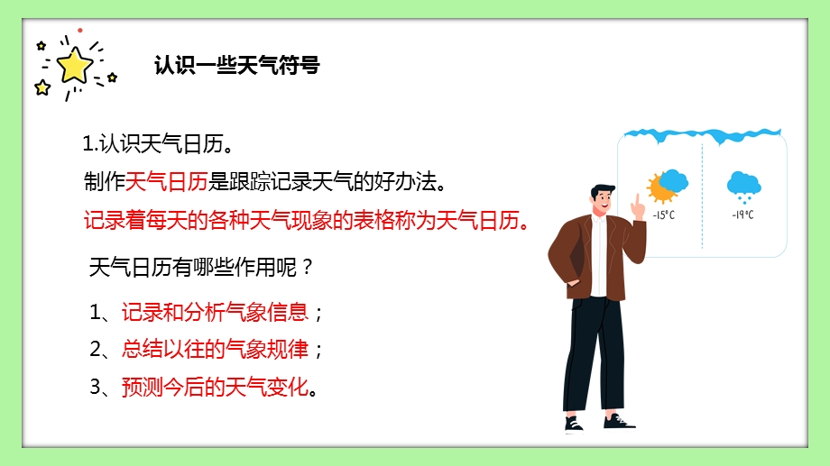 简约卡通风教科版小学科学四年级上册第一单元天气《天气日历》课件.pptx_第3页