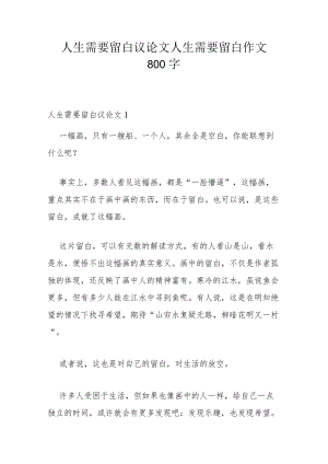 人生需要留白议论文 人生需要留白作文800字.docx