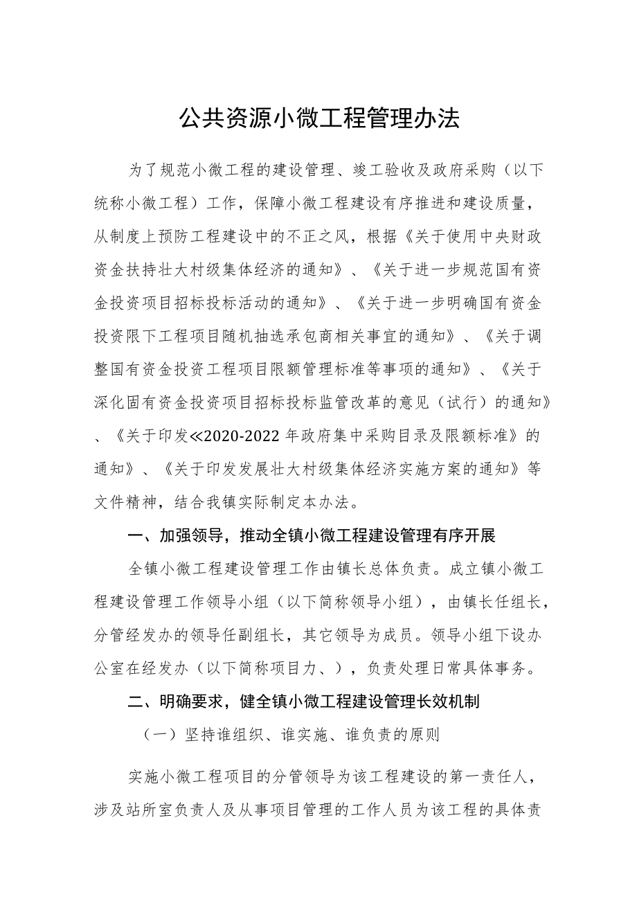 公共资源小微工程管理办法.docx_第1页