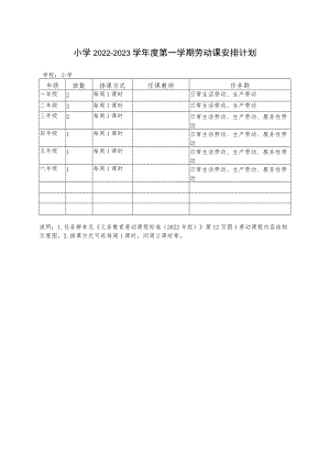 2022-2023学年度第一学期劳动课安排计划.docx