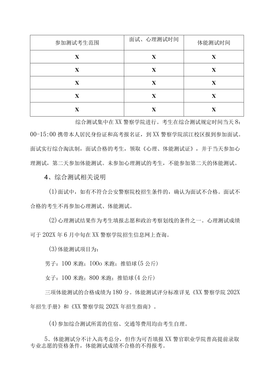 XX警官职业学院202X年XX省普高提前录取专业招考办法.docx_第3页