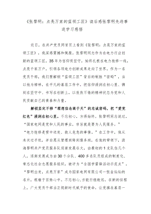 《张黎明：点亮万家的蓝领工匠》读后感张黎明先进事迹学习感悟.docx