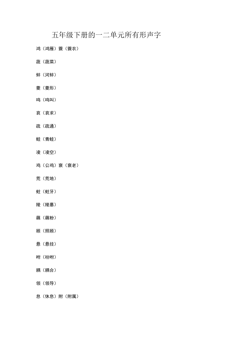 五年级下册的一二单元所有形声字.docx_第1页