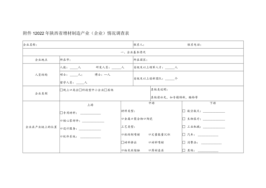 2022年增材制造产业（企业）情况调查表.docx_第1页