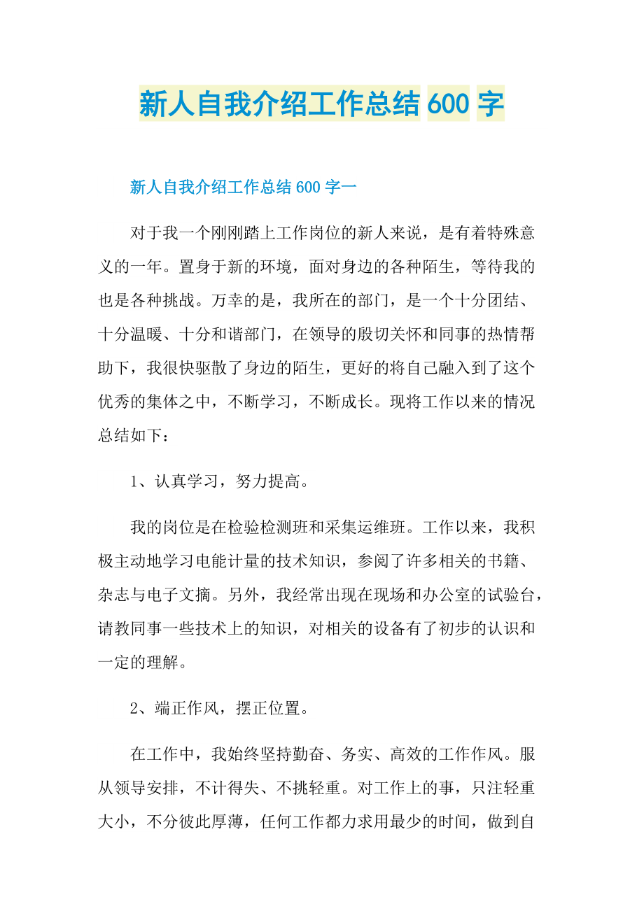 新人自我介绍工作总结600字.doc_第1页