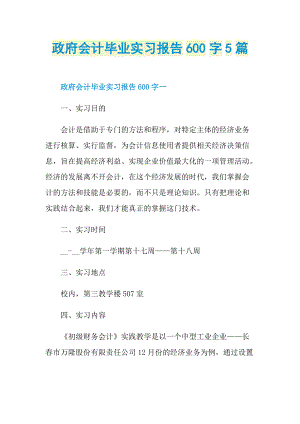 政府会计毕业实习报告600字5篇.doc