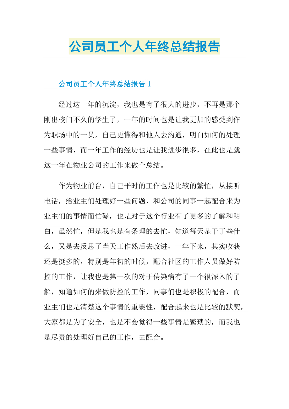 公司员工个人年终总结报告.doc_第1页