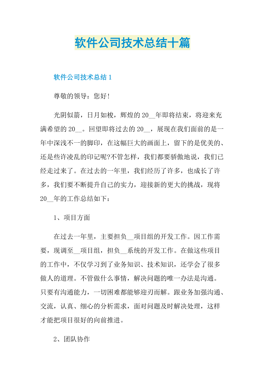 软件公司技术总结十篇.doc_第1页