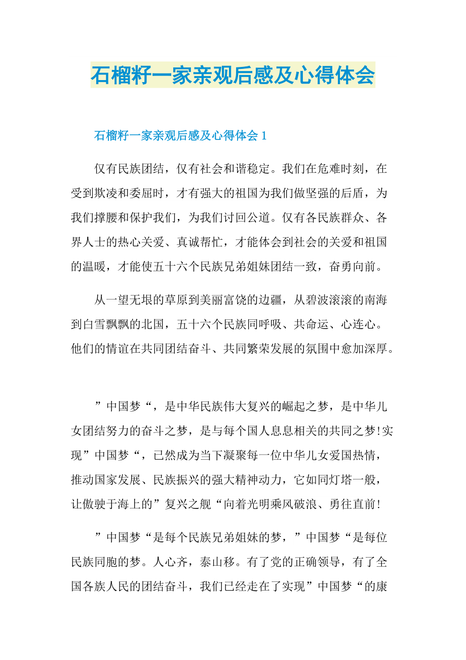 石榴籽一家亲观后感及心得体会.doc_第1页