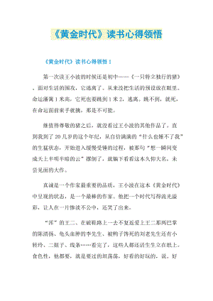 《黄金时代》读书心得领悟.doc