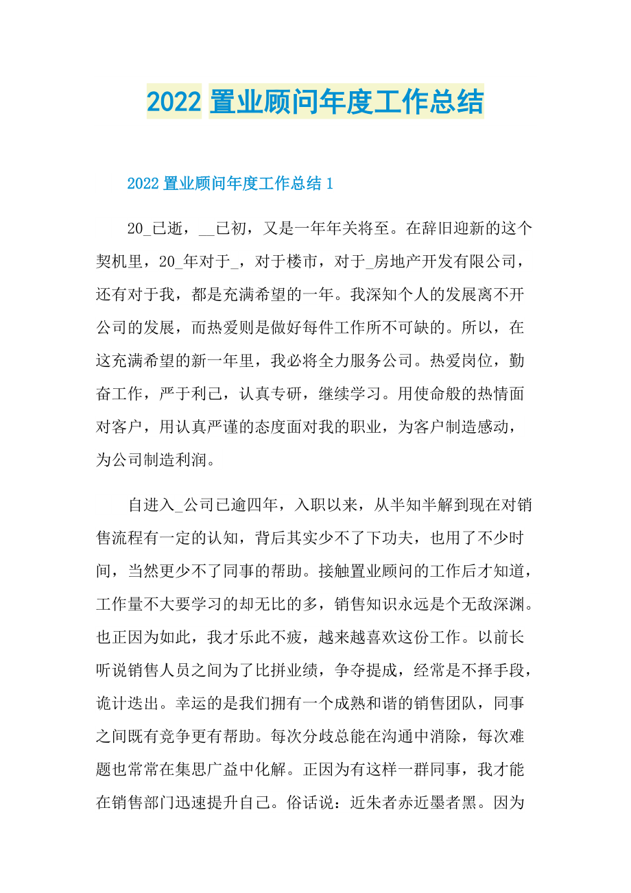 2022置业顾问年度工作总结.doc_第1页