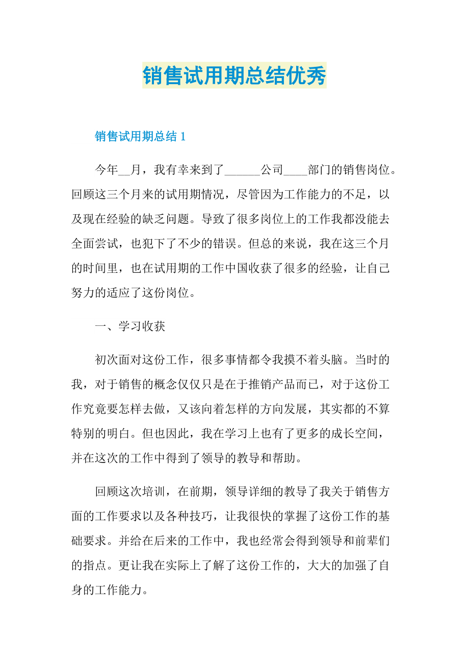 销售试用期总结优秀.doc_第1页