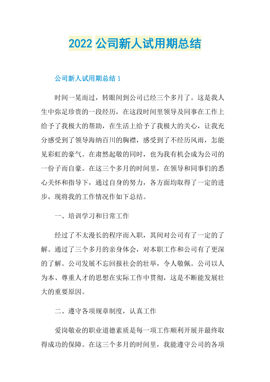 2022公司新人试用期总结.doc_第1页