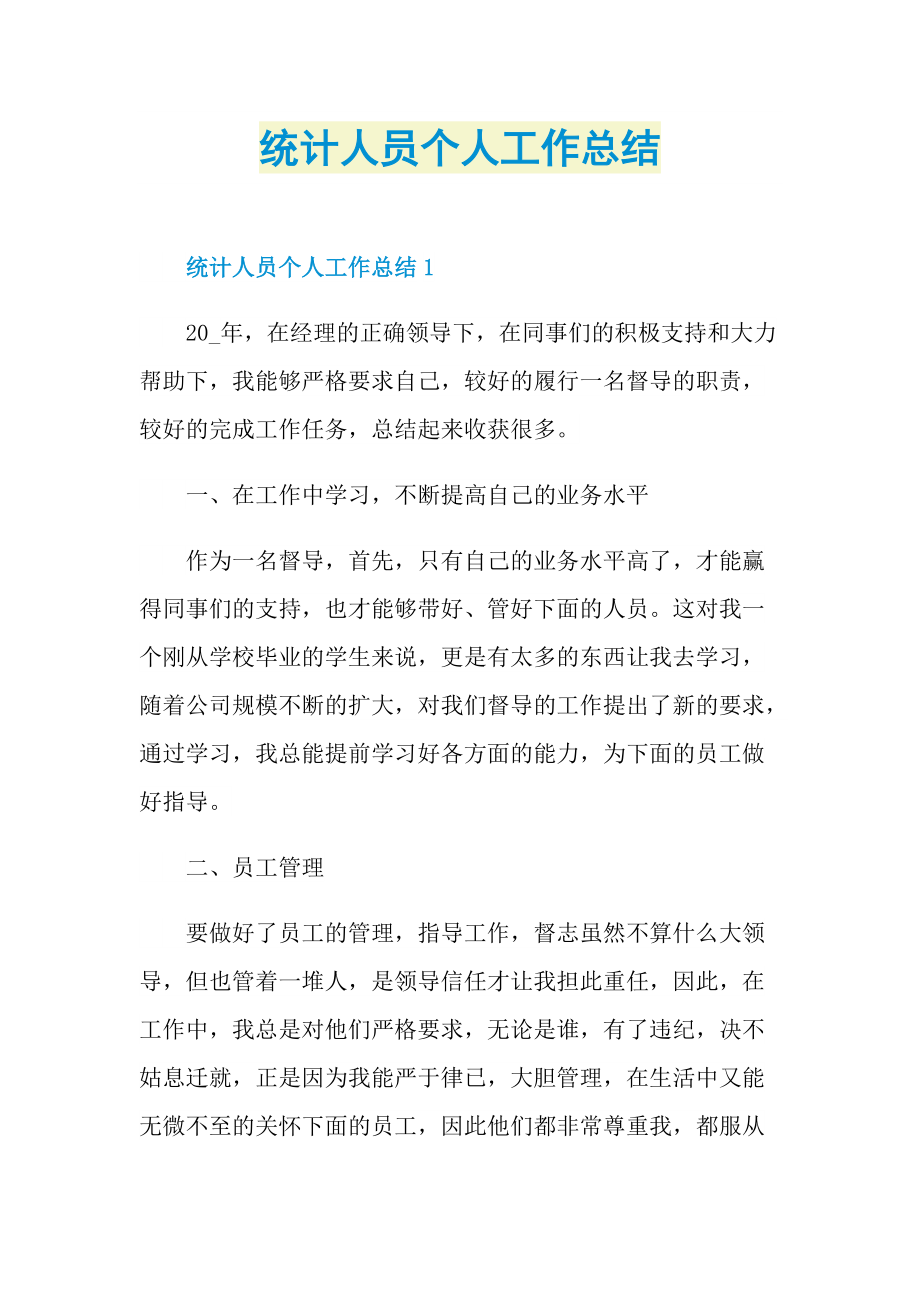 统计人员个人工作总结.doc_第1页