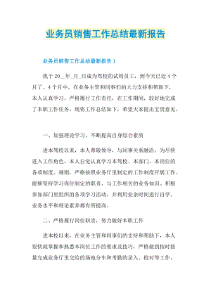 业务员销售工作总结最新报告.doc