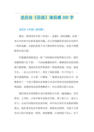 龙应台《目送》读后感300字.doc