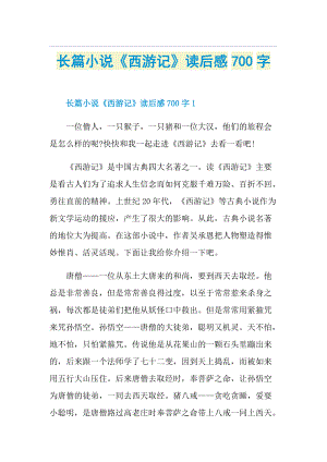 长篇小说《西游记》读后感700字.doc