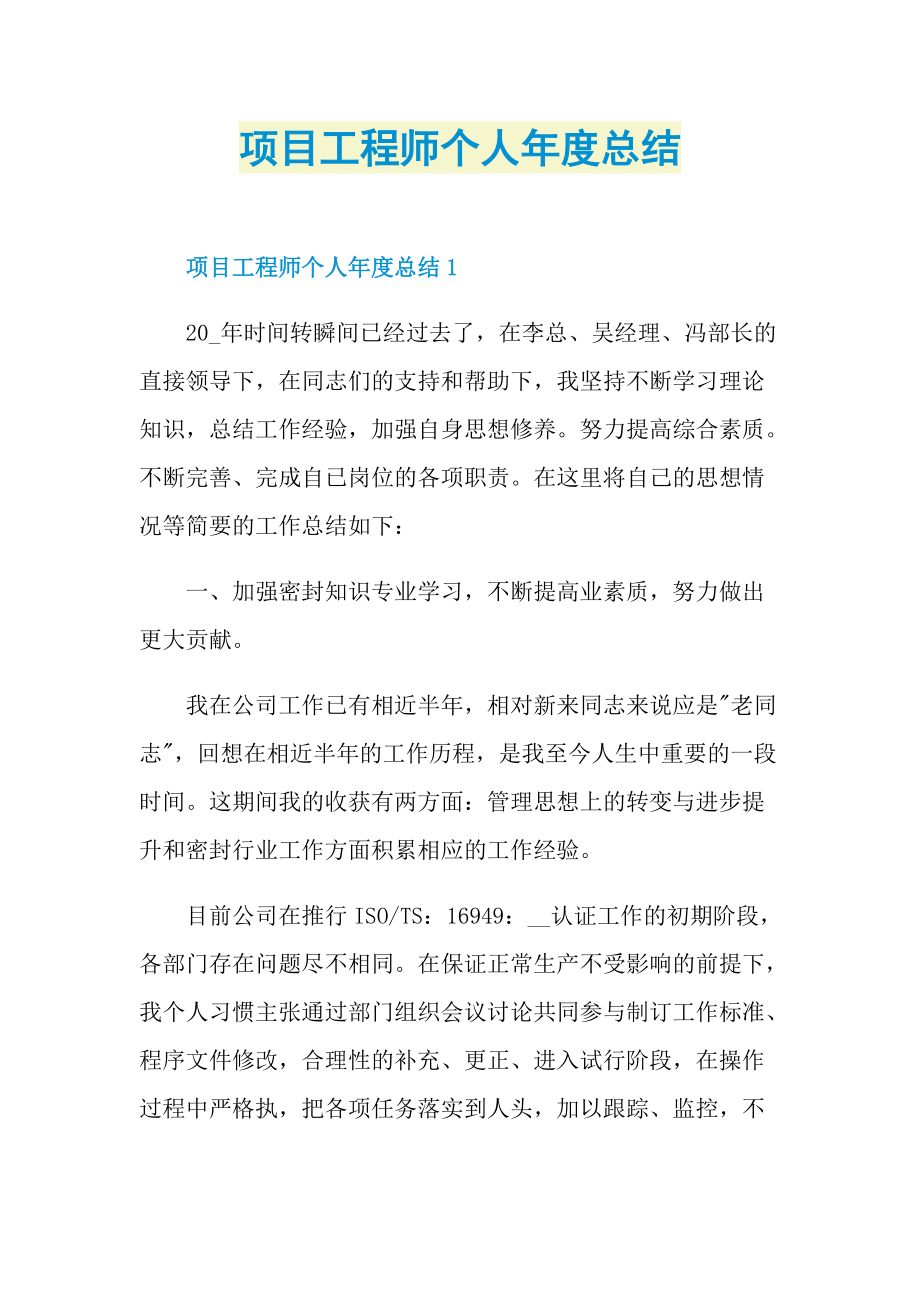 项目工程师个人年度总结.doc_第1页