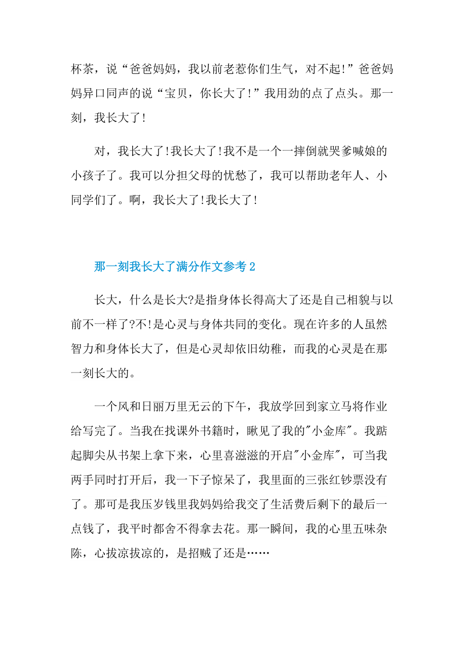 那一刻我长大了满分作文参考10篇.doc_第2页