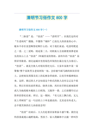 清明节习俗作文800字.doc