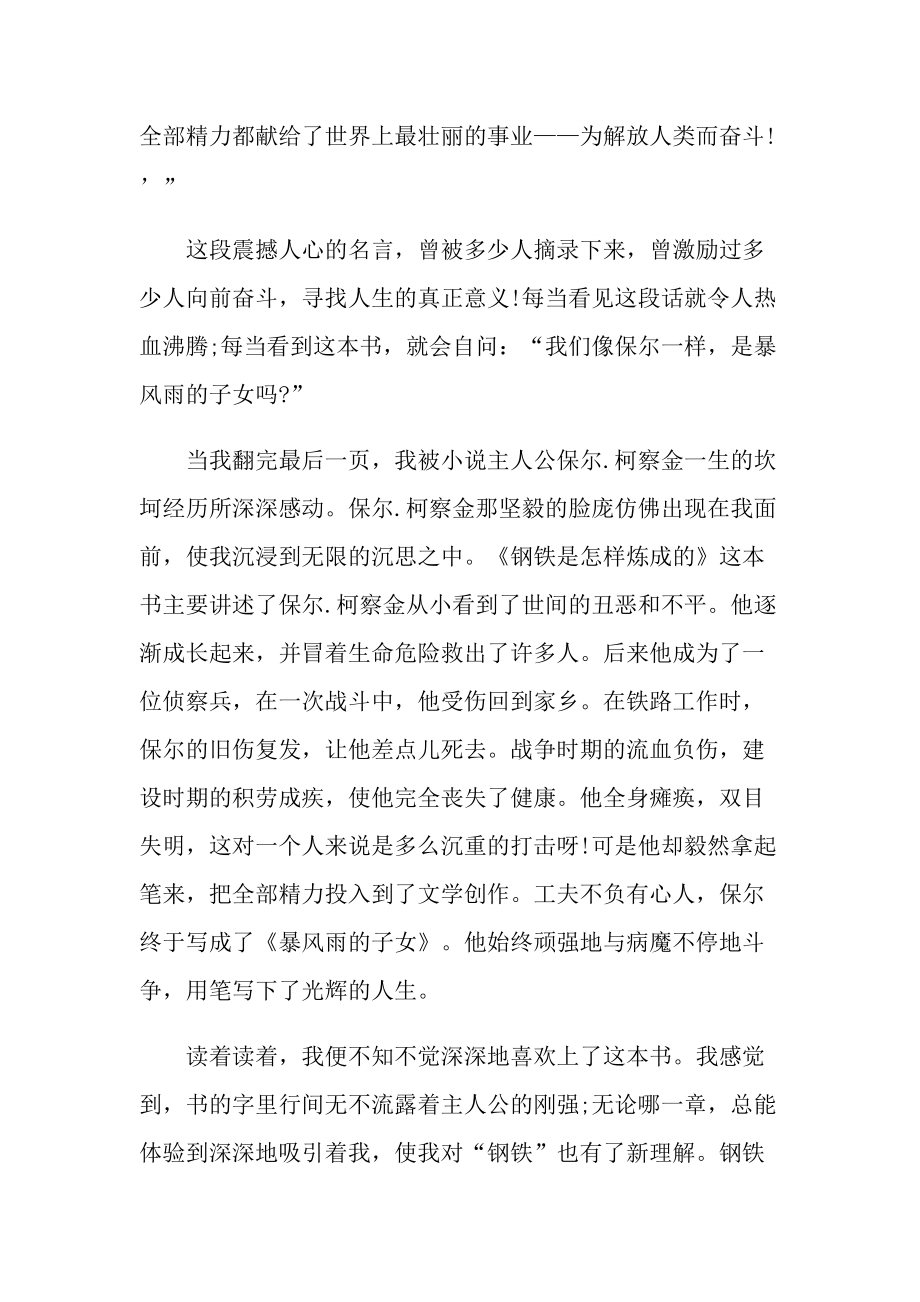 钢铁是怎样炼成的读后感个人感言.doc_第3页