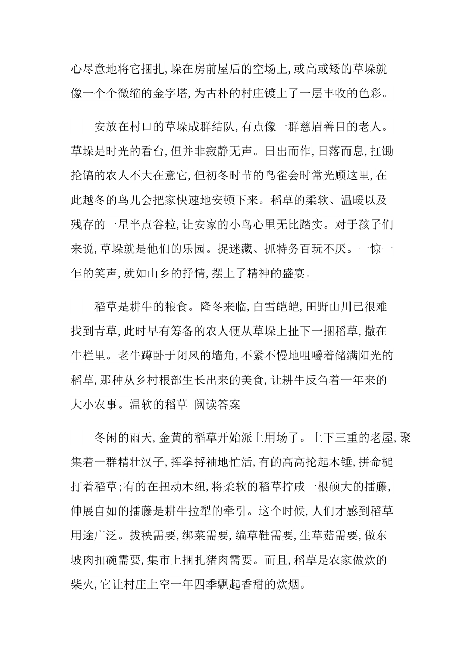 温软的稻草现代文阅读答案.doc_第2页