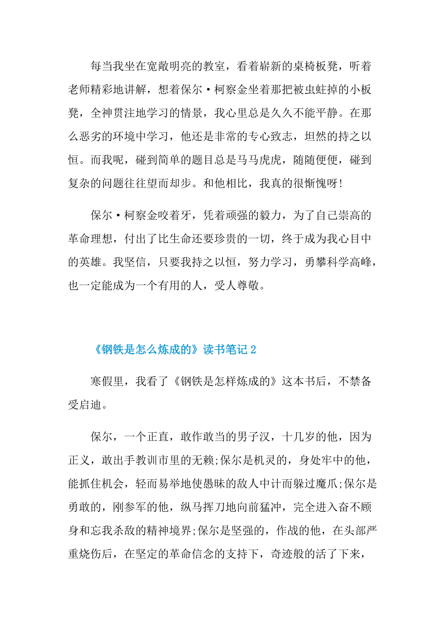 《钢铁是怎么炼成的》读书笔记五篇.doc_第2页