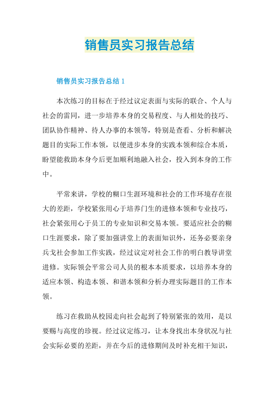 销售员实习报告总结.doc_第1页