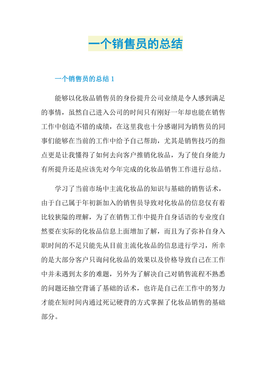 一个销售员的总结.doc_第1页