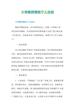 小学教师绩效个人总结.doc