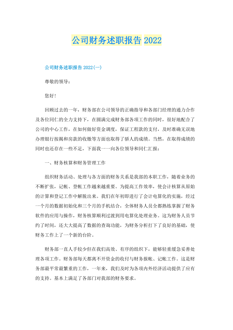 公司财务述职报告2022.doc_第1页